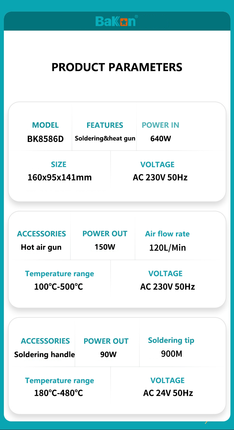 BK8586D 2-in-1 air gun soldering station 9