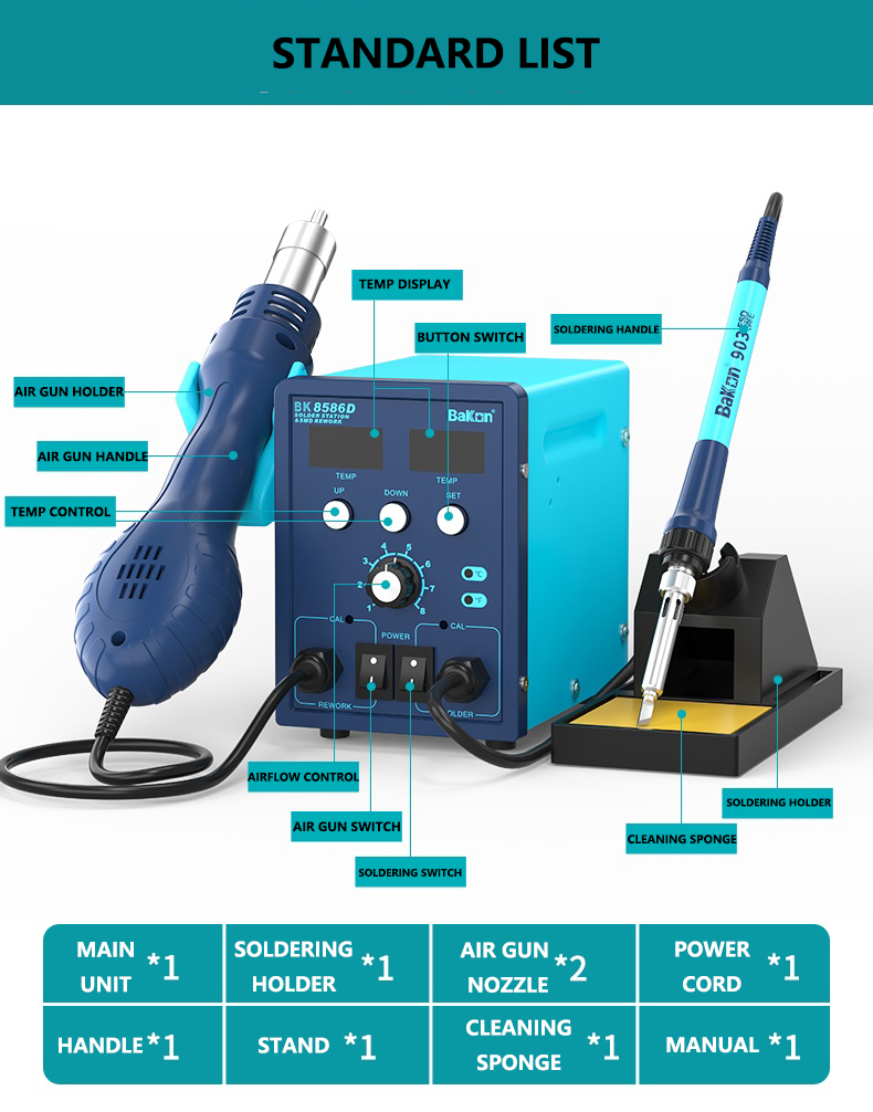BK8586D 2-in-1 air gun soldering station 7