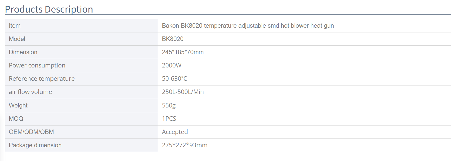 BK8020 hot blower heat gun 2