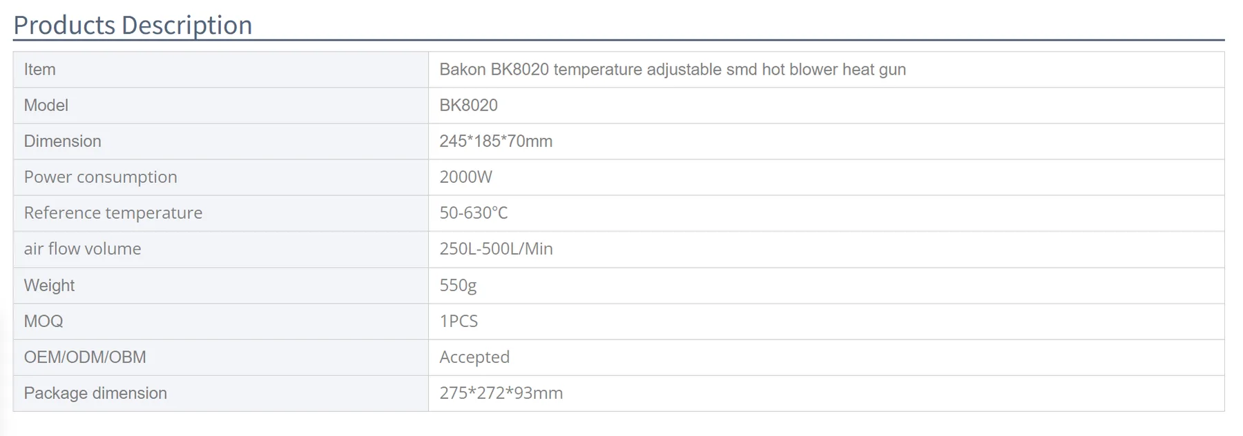 BK8020 hot blower heat gun 2