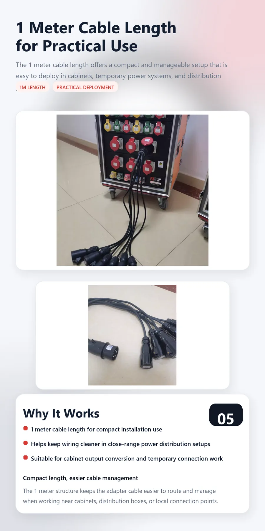 63A to 16A 6-Way Waterproof Power Splitter Cable (1M) 5